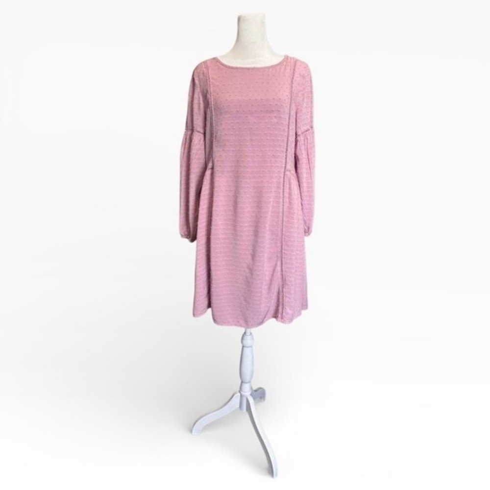 Matilda Jane Turn On The Charm Dress Mauve Swiss Dot Medium‎ Long Sleeve Boho